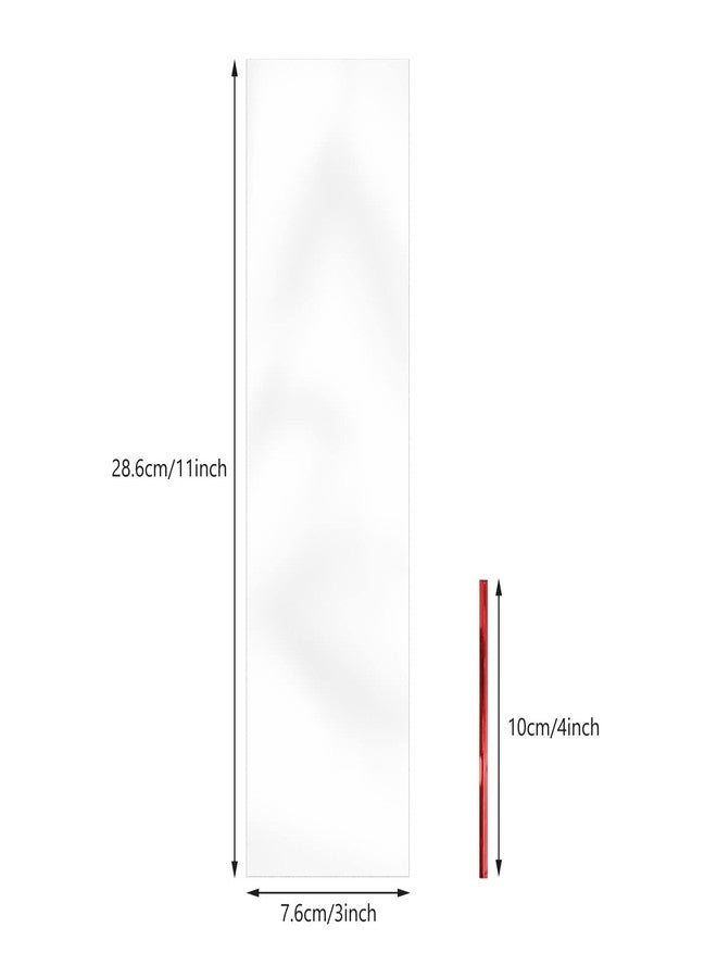 XLSFPY 100PCS Cellophane Bags 3x11 inches, Clear Treat Bags with 4’’ Twist Ties, Plastic Cello Bags - 1.4 mils Thick OPP Rice Crispy Bags for Gift Goodie Favor Candy Cake Pop Birthday Party Cookies (3’’ x 11’’) - Image 5